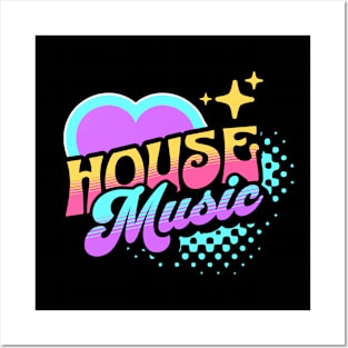 HOUSE MUSIC  - Y2K Retro Heart (blue/purple/white) Posters and Art